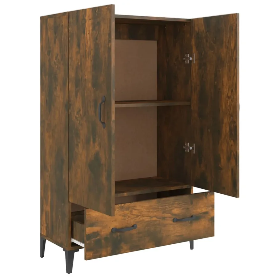 Buffet haut Chêne fumé 70x31x115 cm Bois d'ingénierie - 7