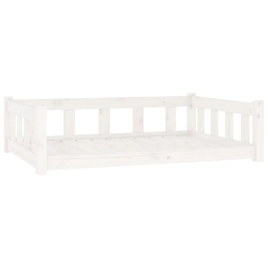 Lit pour chien blanc 105,5x75,5x28 cm bois de pin solide - 2