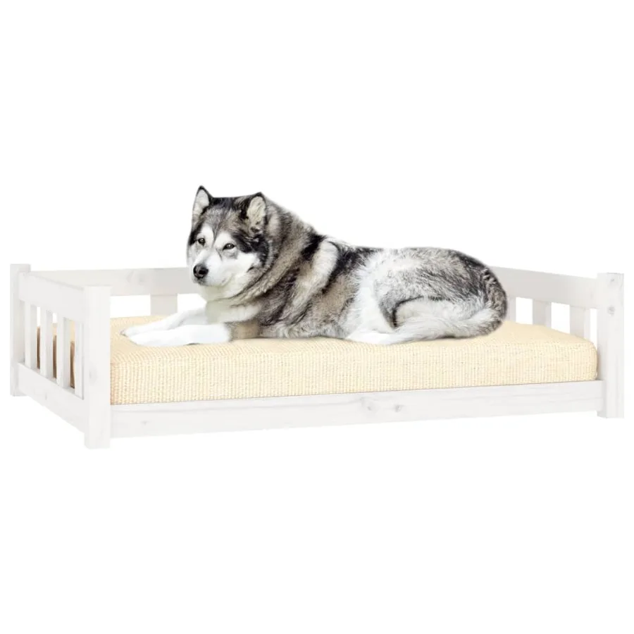 Lit pour chien blanc 105,5x75,5x28 cm bois de pin solide - 3