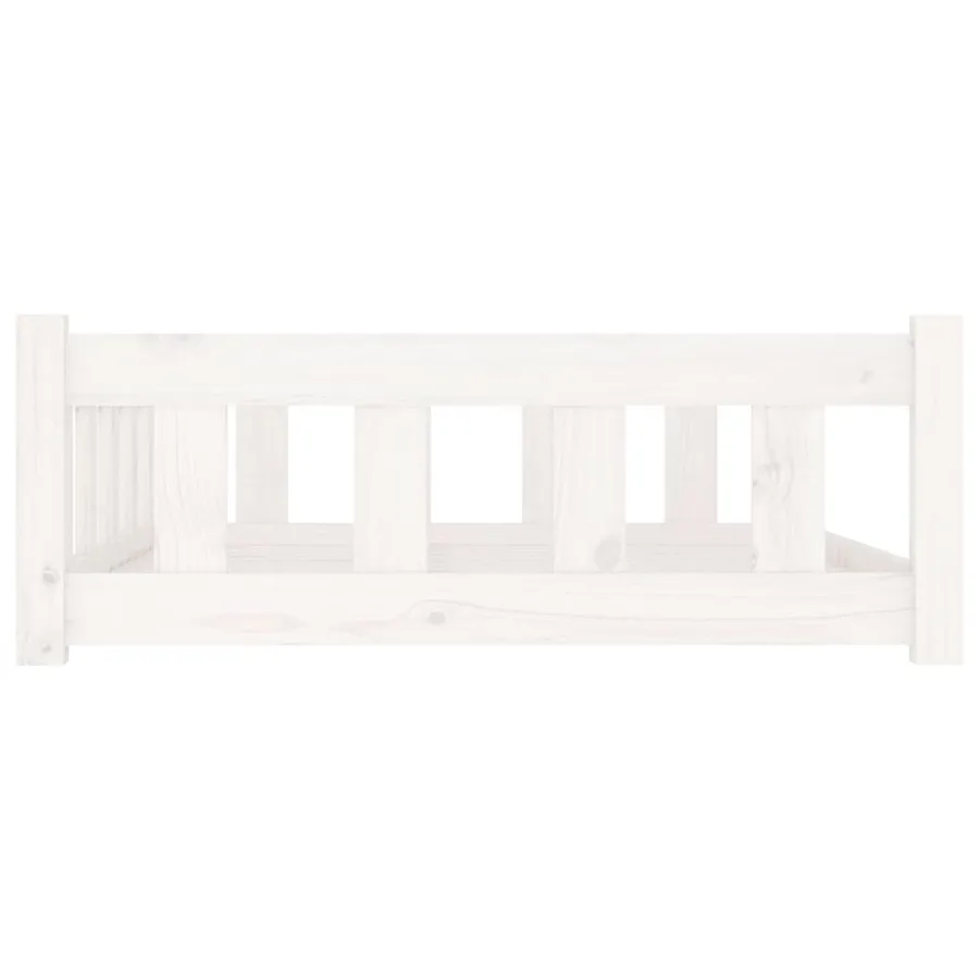 Lit pour chien blanc 105,5x75,5x28 cm bois de pin solide - 5