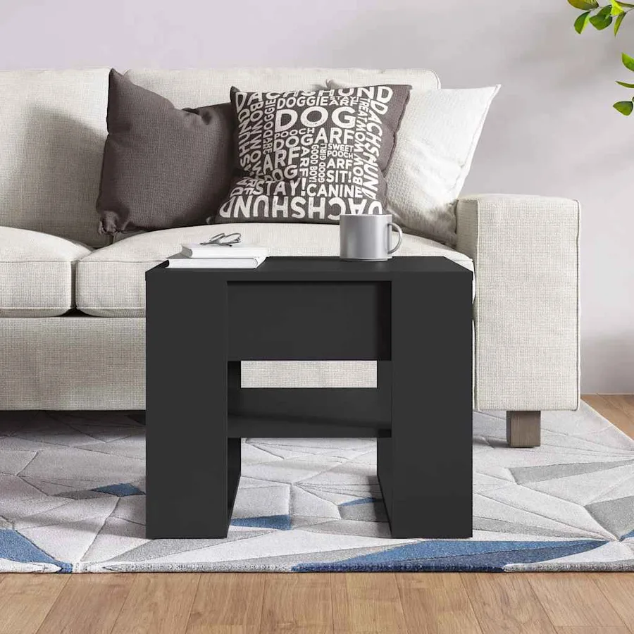 Table basse noir 55,5x55x45 cm bois d'ingénierie - 5