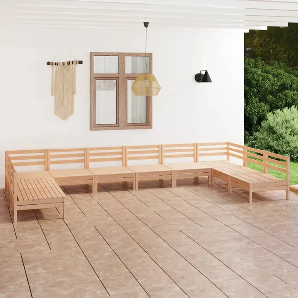 Salon de jardin 10 pcs Bois de pin massif
