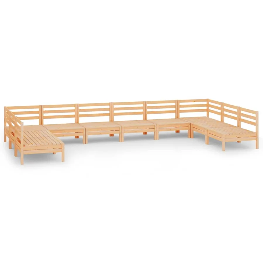 Salon de jardin 10 pcs Bois de pin massif - 2