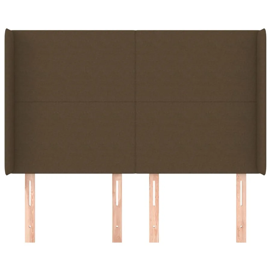 Tête de lit avec oreilles Marron foncé 147x16x118/128 cm Tissu - 3