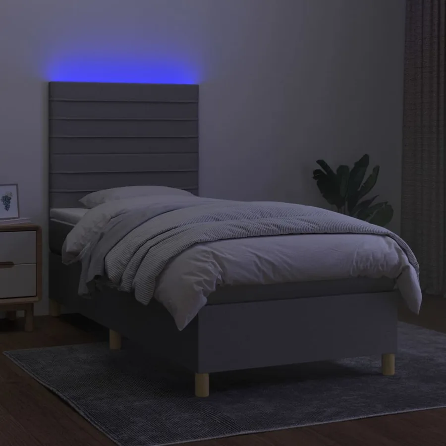 Sommier à lattes de lit matelas et LED Gris clair 100x200 cm - 4