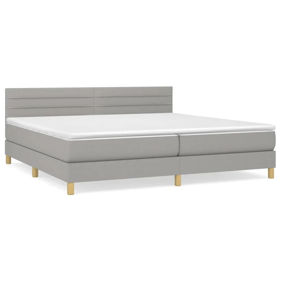 Sommier à lattes de lit avec matelas Gris clair 200x200cm Tissu - 2
