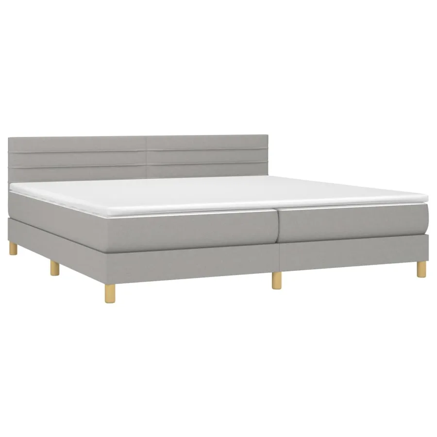 Sommier à lattes de lit avec matelas Gris clair 200x200cm Tissu - 3
