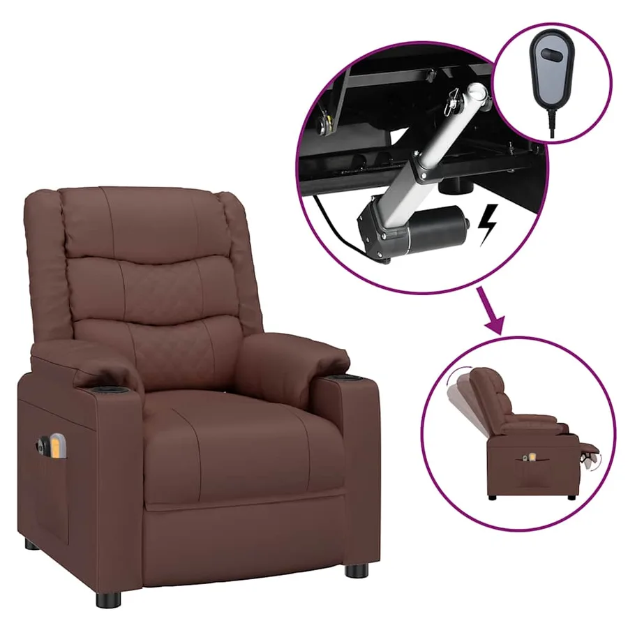 Fauteuil de massage électrique Marron Similicuir - 2