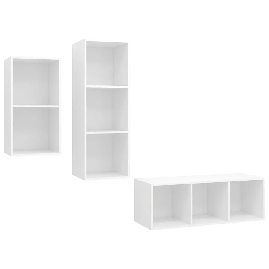 Ensemble de meuble TV 3 pcs Blanc Bois d'ingénierie - 2