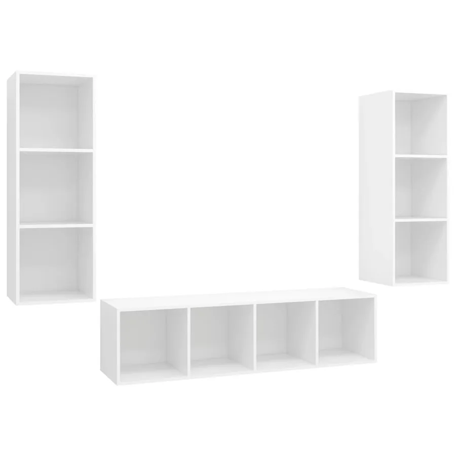 Ensemble de meuble TV 3 pcs Blanc Bois d'ingénierie - 2