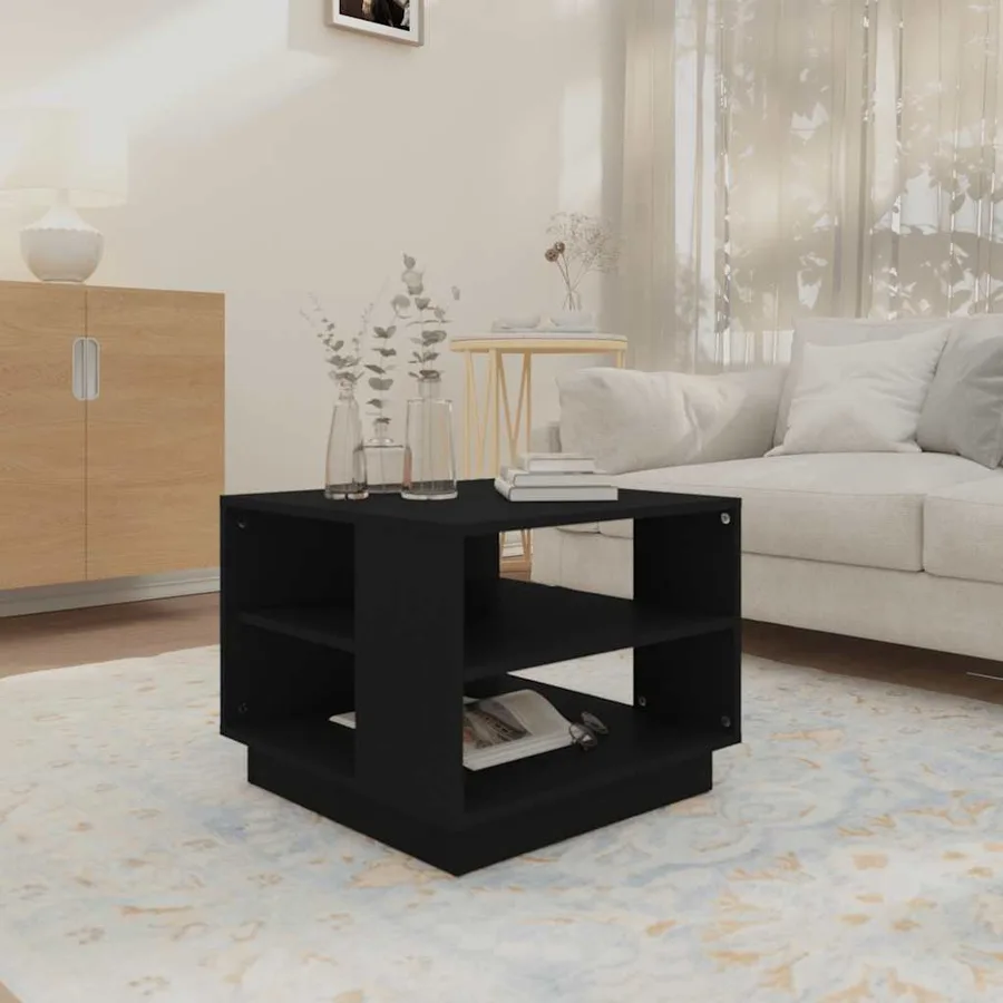 Table basse noir 55x55x43 cm bois d'ingénierie - 3