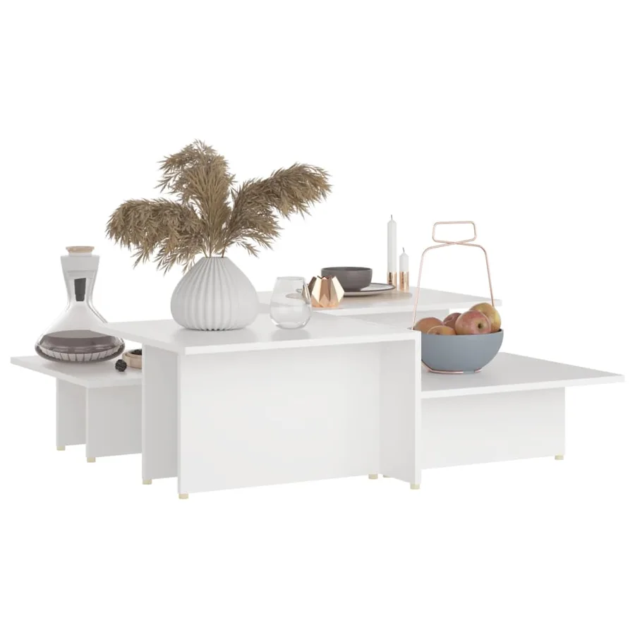 Tables basses 2 pcs Blanc 111,5x50x33 cm Bois d'ingénierie - 3