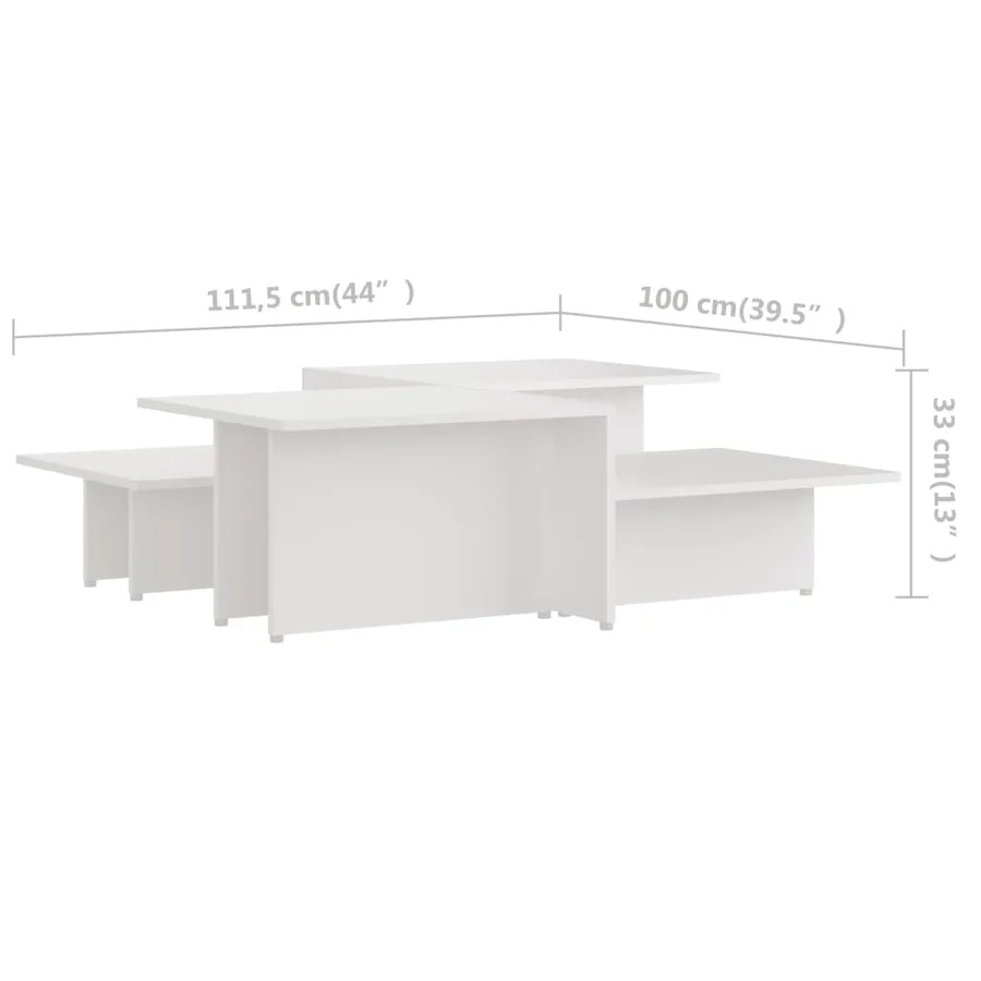 Tables basses 2 pcs Blanc 111,5x50x33 cm Bois d'ingénierie - 6
