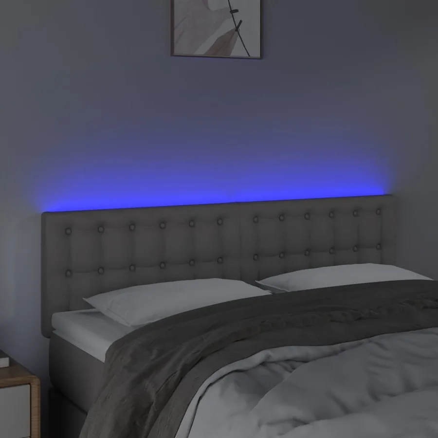 Tête de lit à LED Gris 144x5x78/88 cm Similicuir - 3
