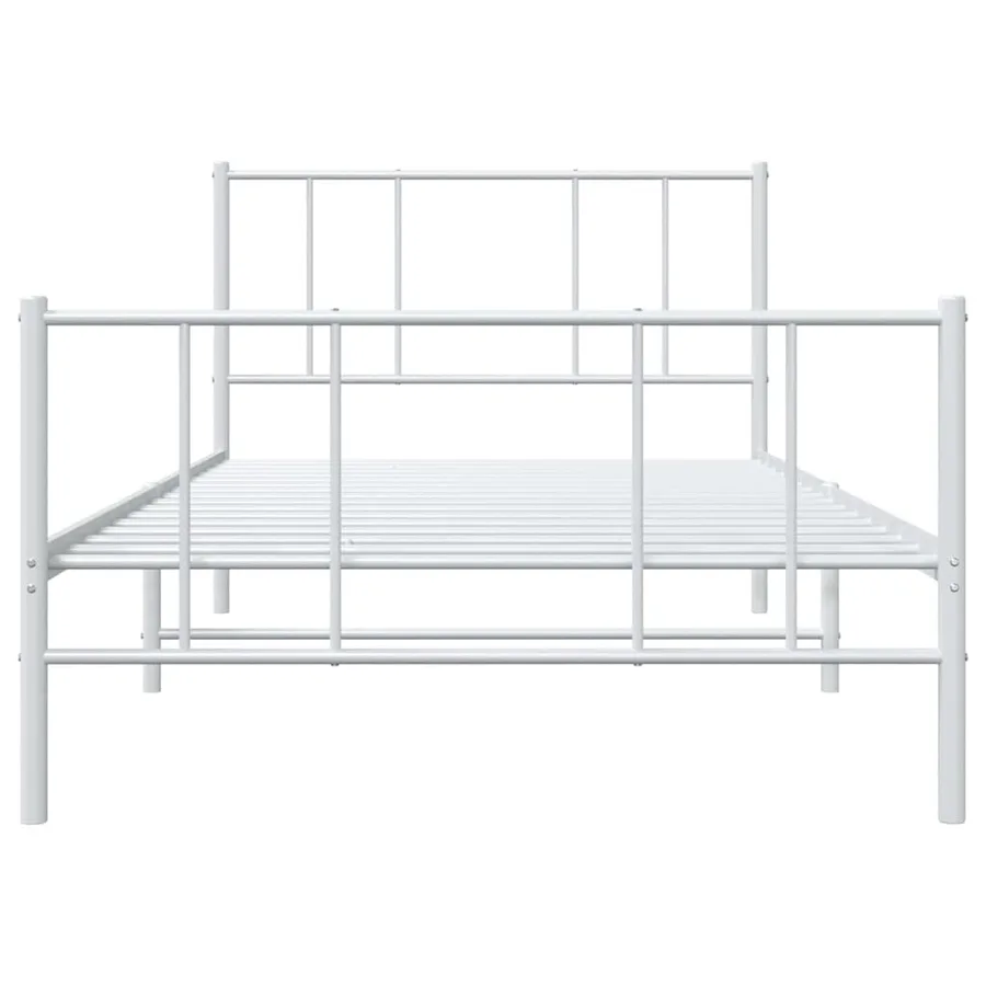 Cadre de lit métal sans matelas avec pied de lit blanc 90x200cm - 6