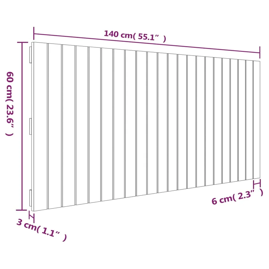 Tête de lit murale 140x3x60 cm Bois massif de pin - 8
