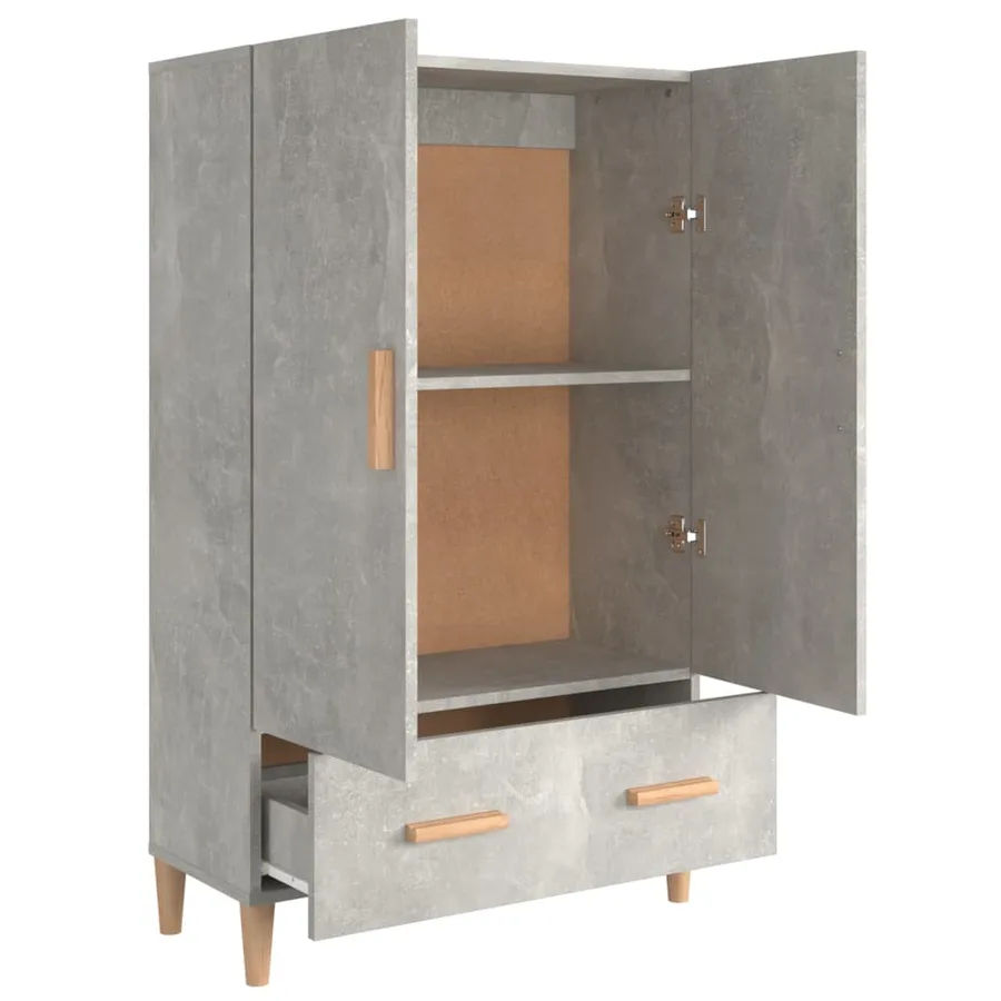 Buffet haut Gris béton 70x31x115 cm Bois d'ingénierie - 4