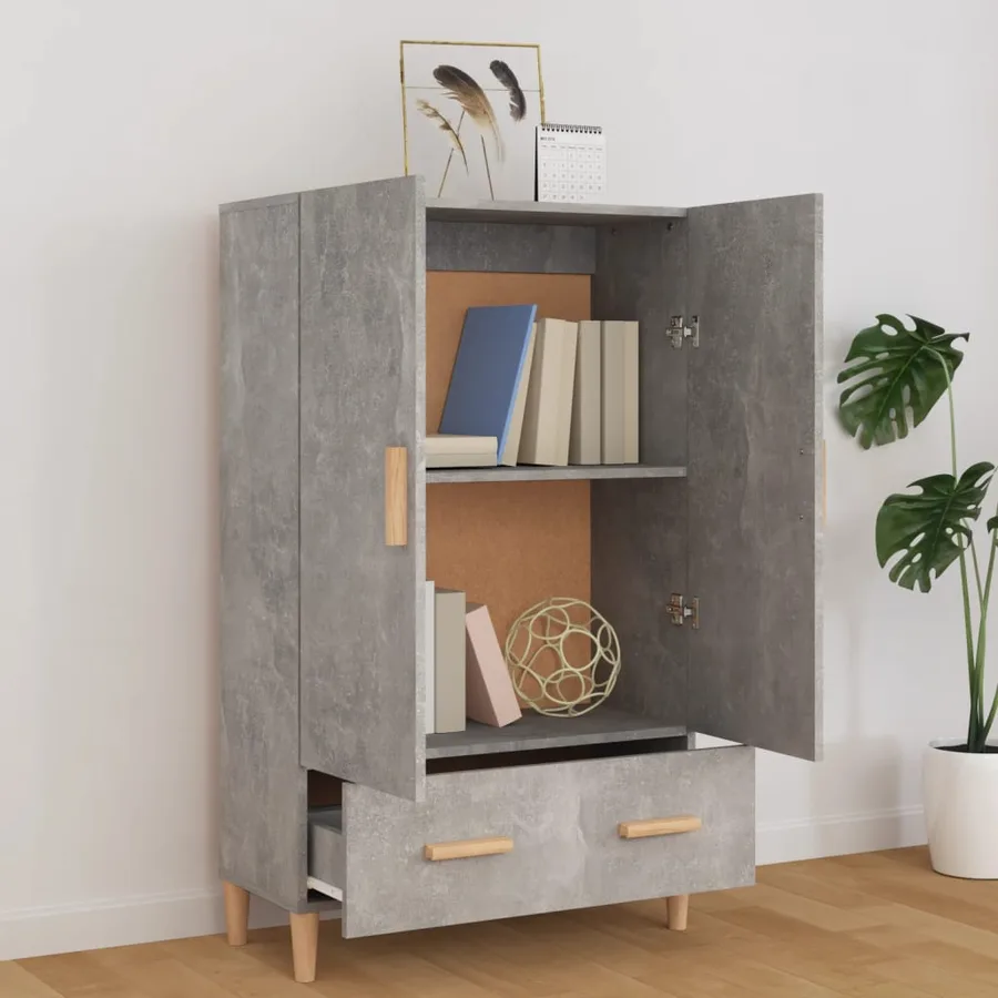 Buffet haut Gris béton 70x31x115 cm Bois d'ingénierie - 6