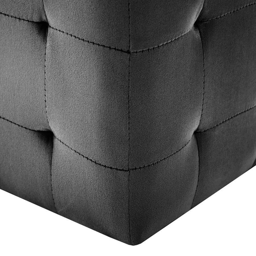 2 pcs Tables de chevet Noir 30x30x30 cm Tissu velours - 5