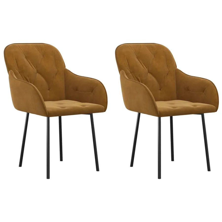 Chaises à manger lot de 2 Marron Velours - 2