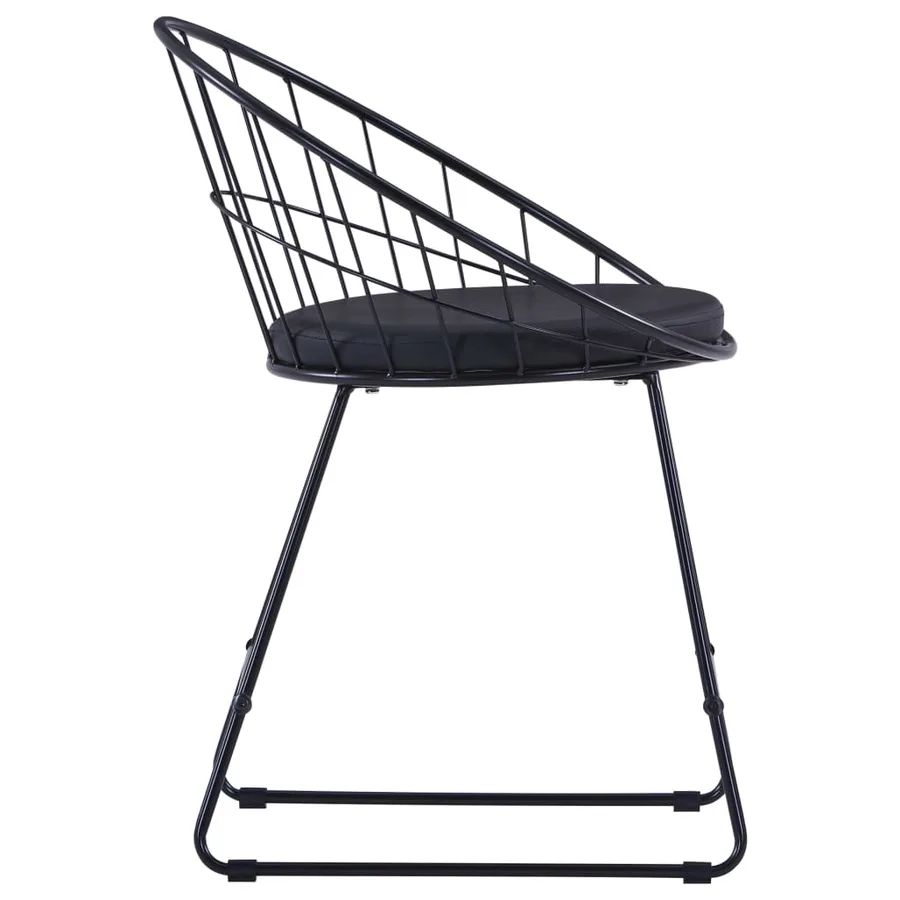 Chaises à manger Siège en similicuir lot de 2 noir acier - 4