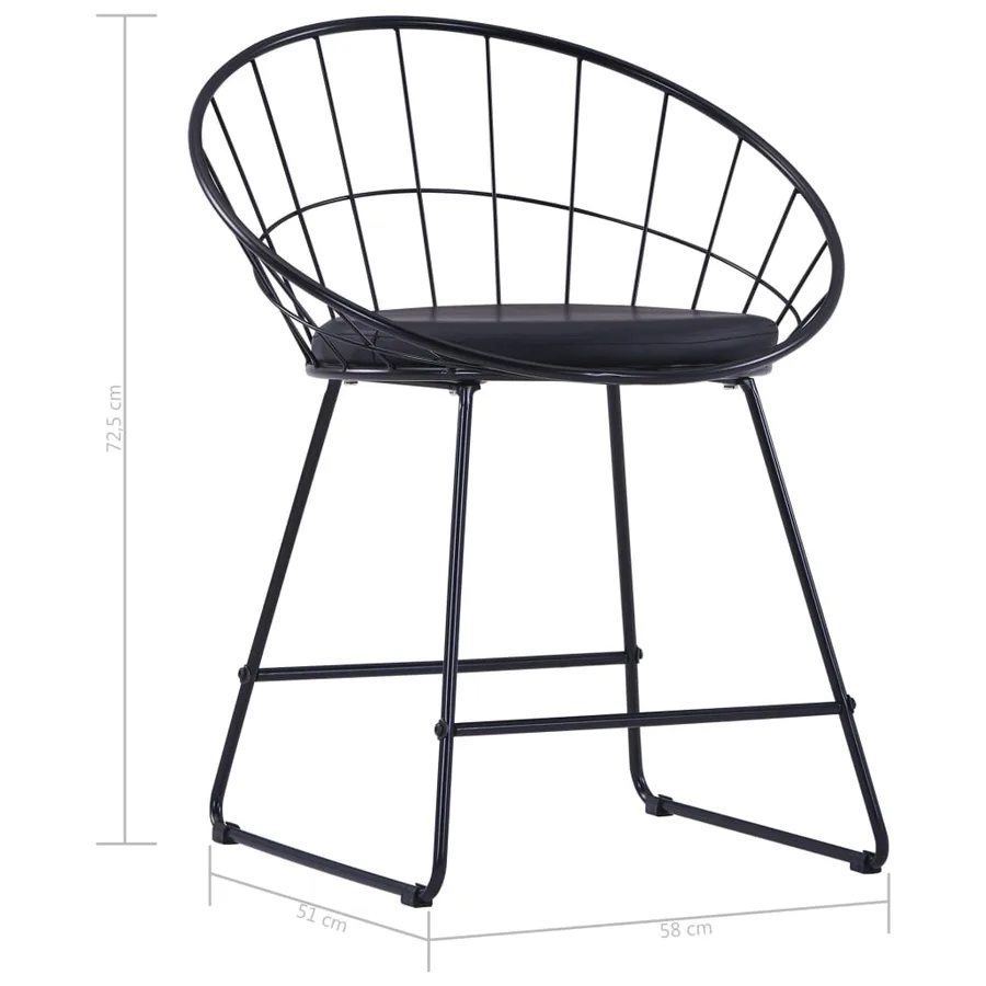 Chaises à manger Siège en similicuir lot de 2 noir acier - 8