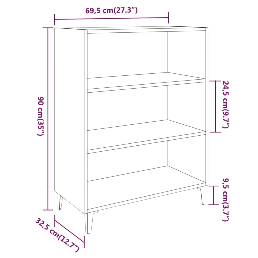 Buffet Sonoma gris 69,5x32,5x90 cm Bois d'ingénierie - 7