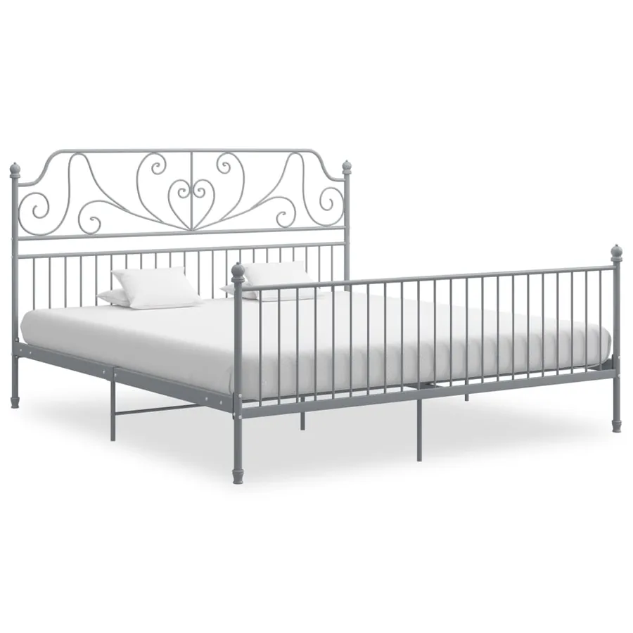 Cadre de lit sans matelas gris métal 180x200 cm
