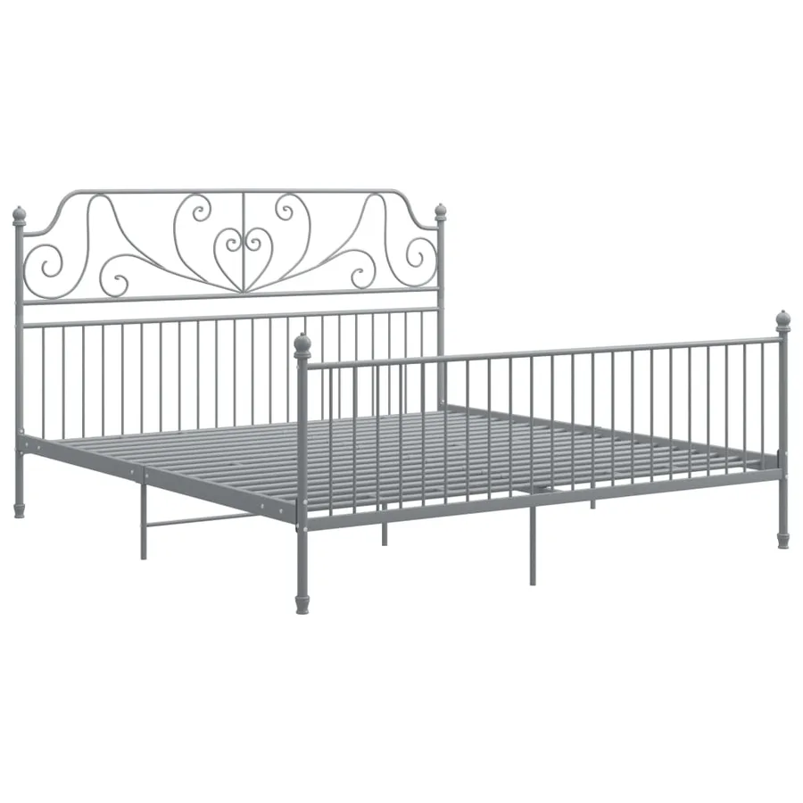 Cadre de lit sans matelas gris métal 180x200 cm - 2