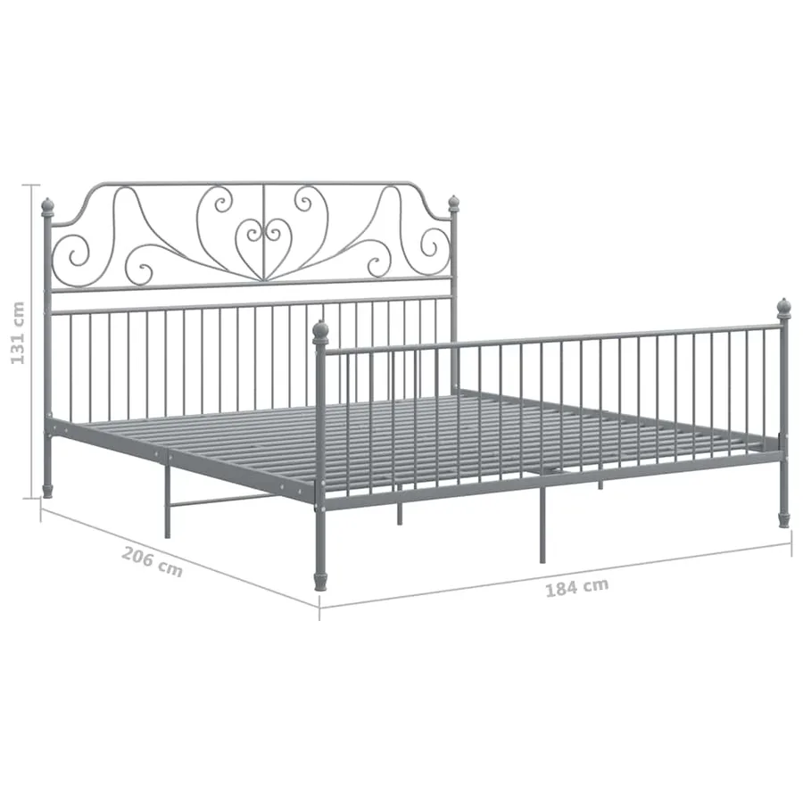 Cadre de lit sans matelas gris métal 180x200 cm - 6