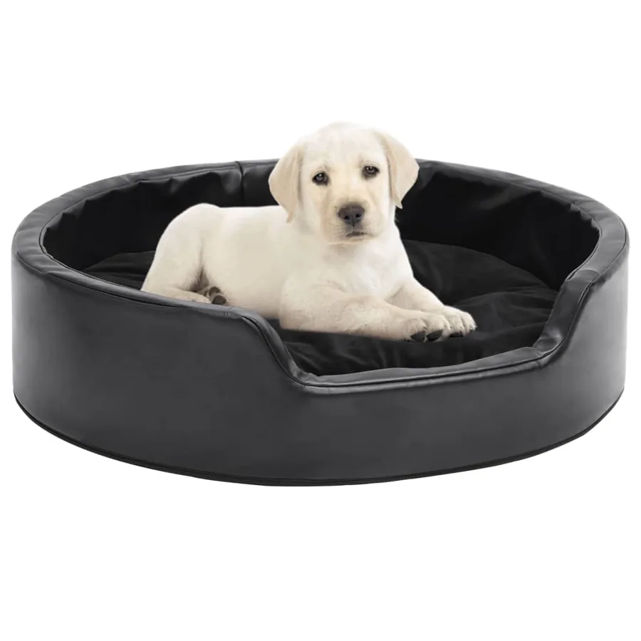 Lit pour chiens Noir 69x59x19 cm Peluche et similicuir
