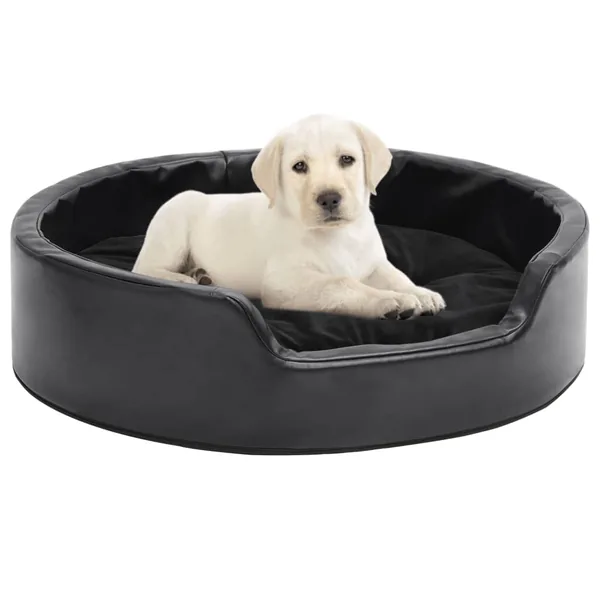Lit pour chiens Noir 69x59x19 cm Peluche et similicuir
