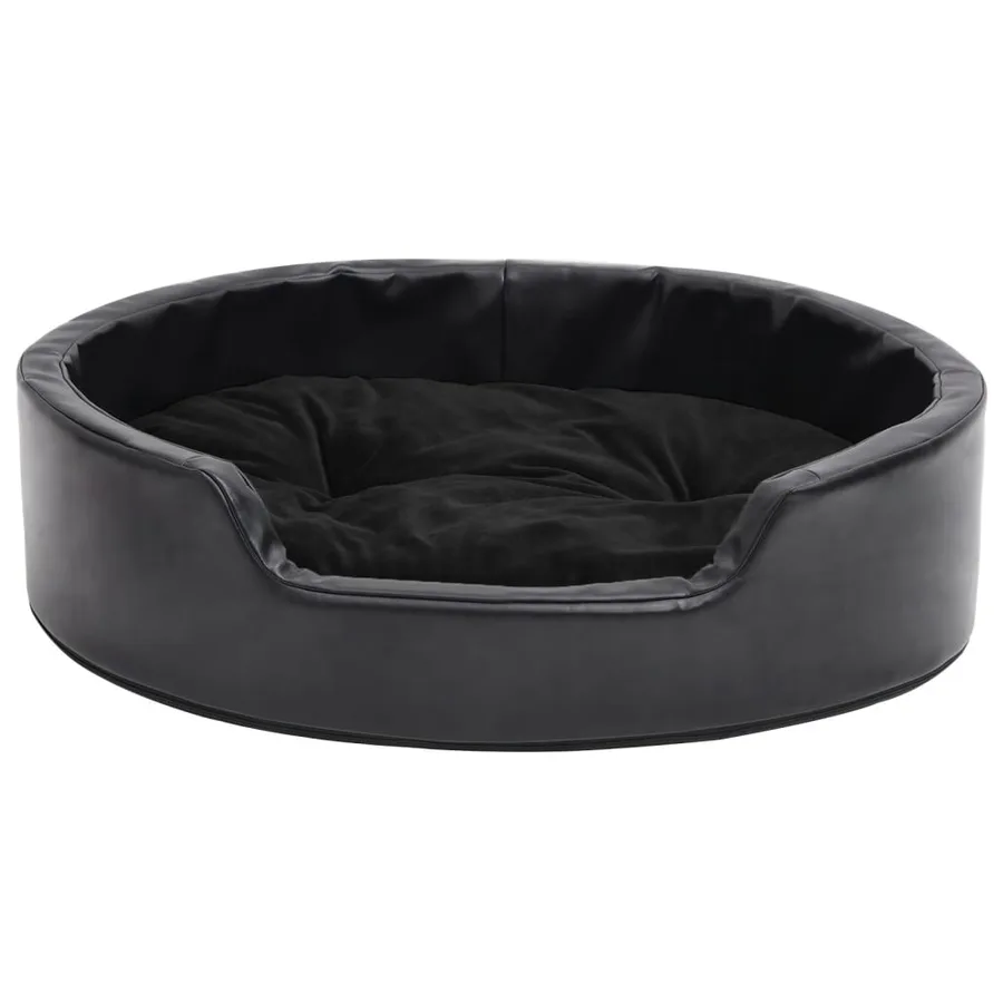 Lit pour chiens Noir 69x59x19 cm Peluche et similicuir - 3