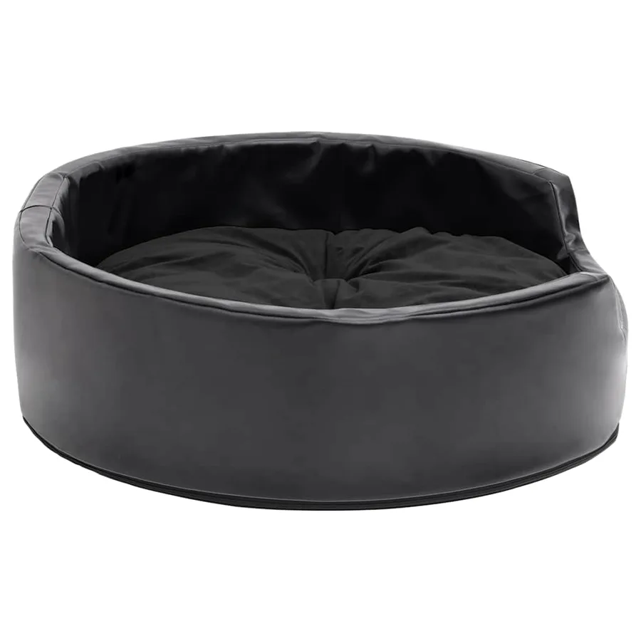 Lit pour chiens Noir 69x59x19 cm Peluche et similicuir - 4