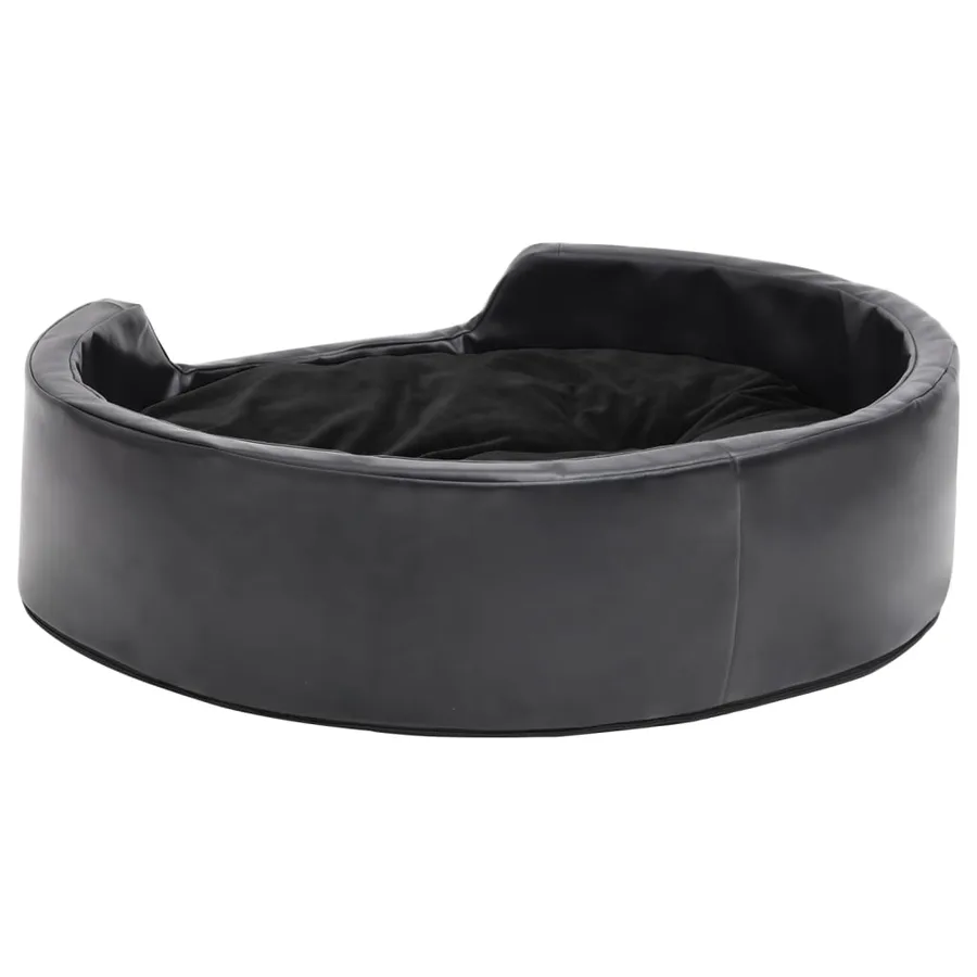 Lit pour chiens Noir 69x59x19 cm Peluche et similicuir - 5