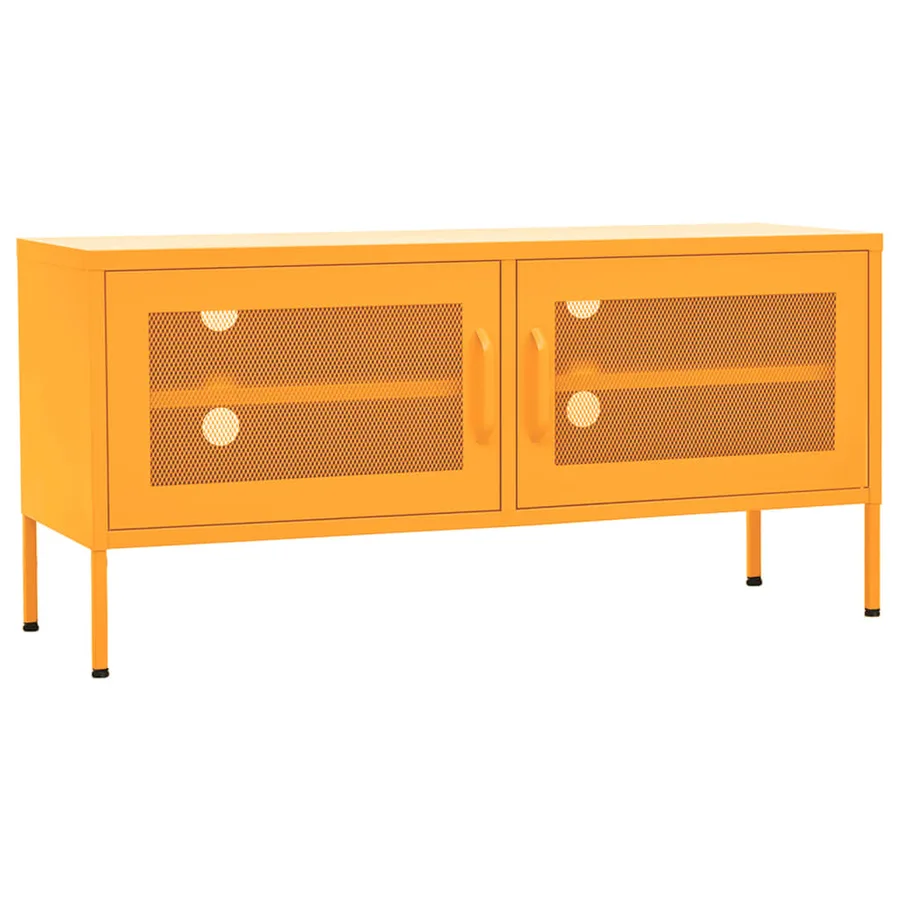 Meuble TV Jaune moutarde 105x35x50 cm Acier - 2