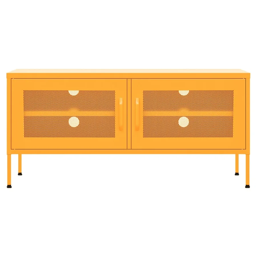 Meuble TV Jaune moutarde 105x35x50 cm Acier - 3