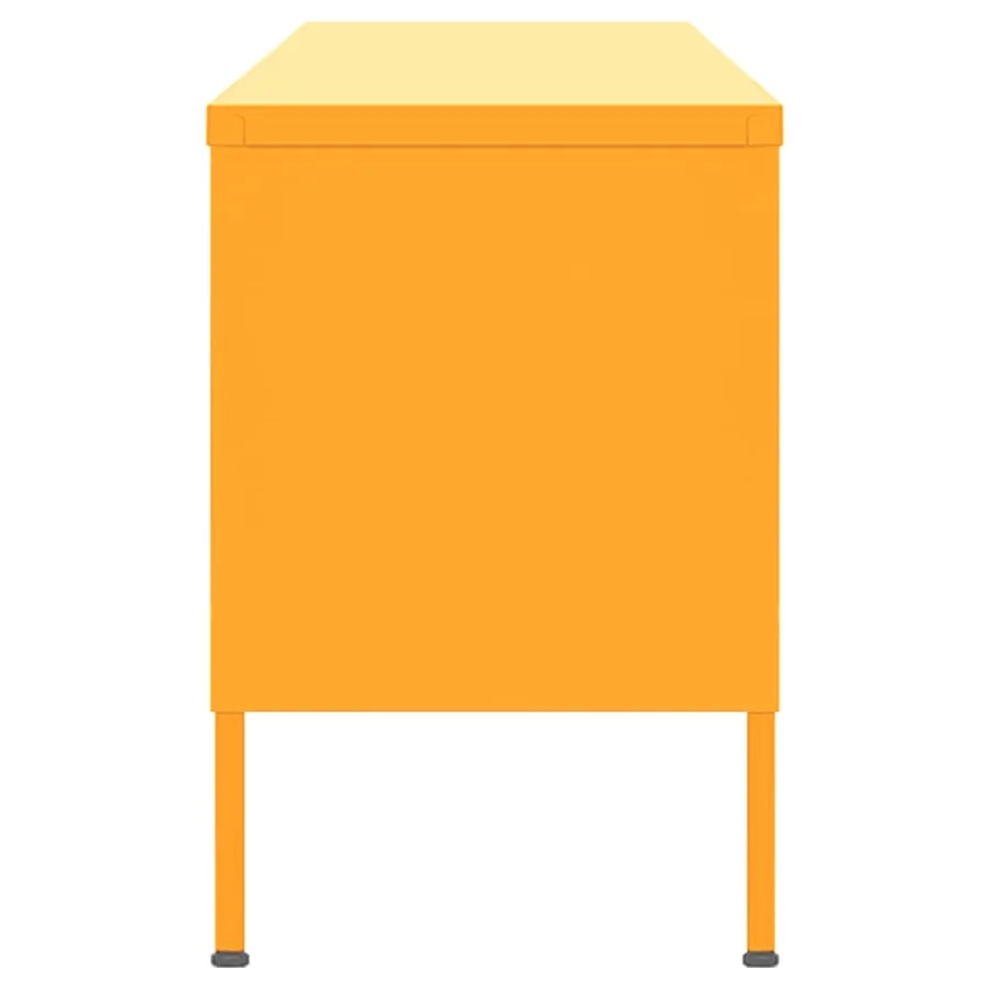 Meuble TV Jaune moutarde 105x35x50 cm Acier - 4