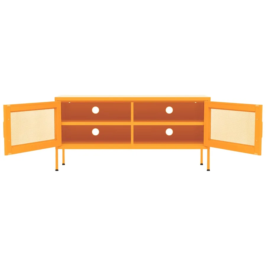 Meuble TV Jaune moutarde 105x35x50 cm Acier - 6