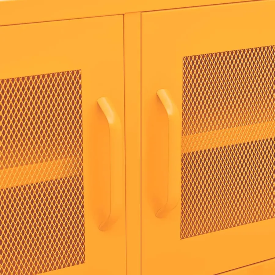 Meuble TV Jaune moutarde 105x35x50 cm Acier - 8
