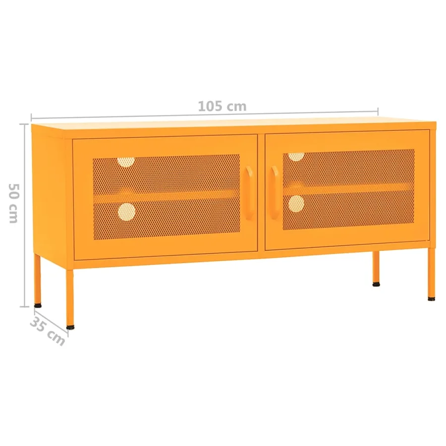 Meuble TV Jaune moutarde 105x35x50 cm Acier - 9