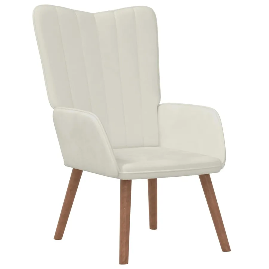 Chaise de relaxation Blanc crème Velours - 2