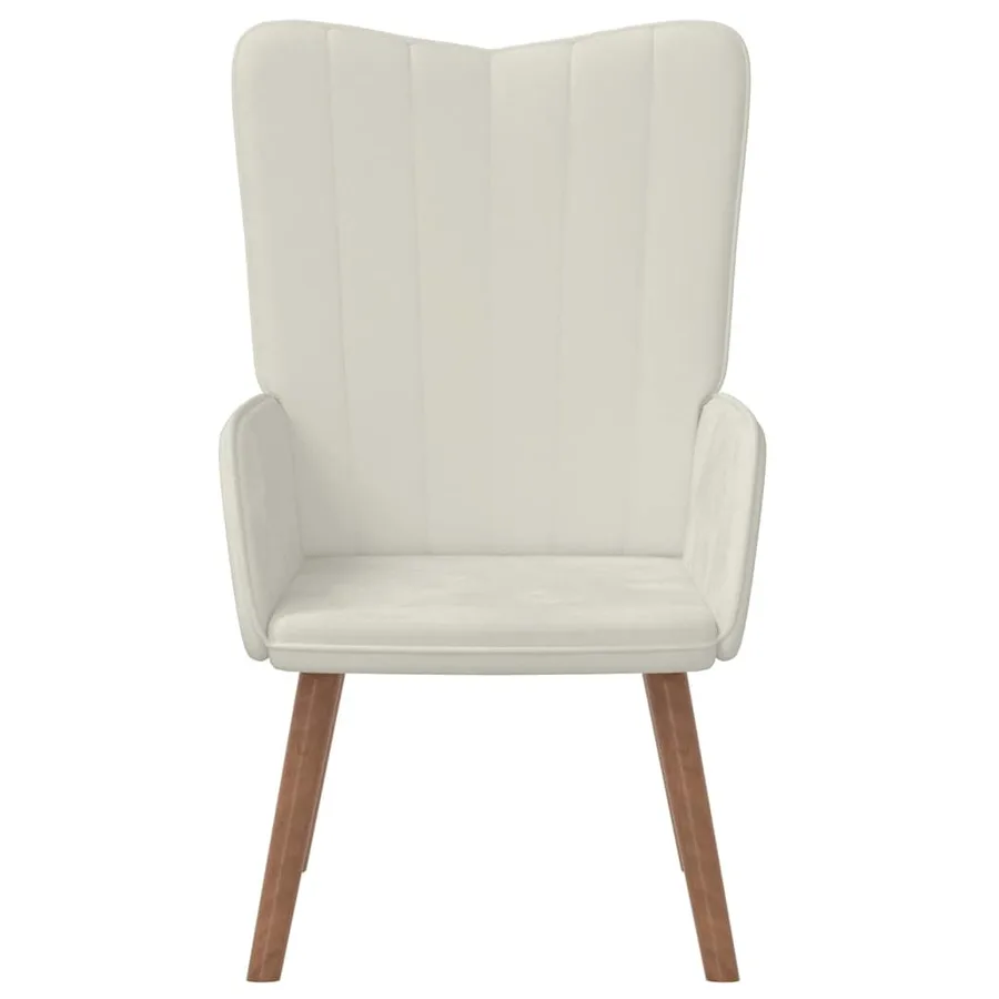 Chaise de relaxation Blanc crème Velours - 3