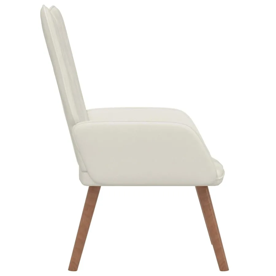 Chaise de relaxation Blanc crème Velours - 4