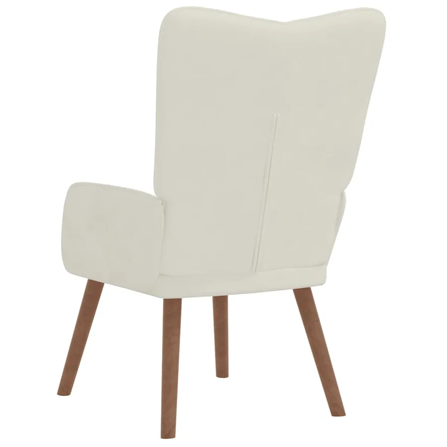 Chaise de relaxation Blanc crème Velours - 5