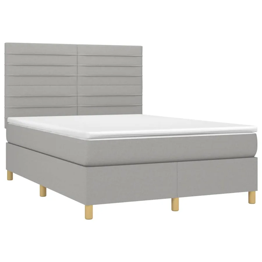 Sommier à lattes de lit et matelas et LED Gris clair 140x190 cm - 3