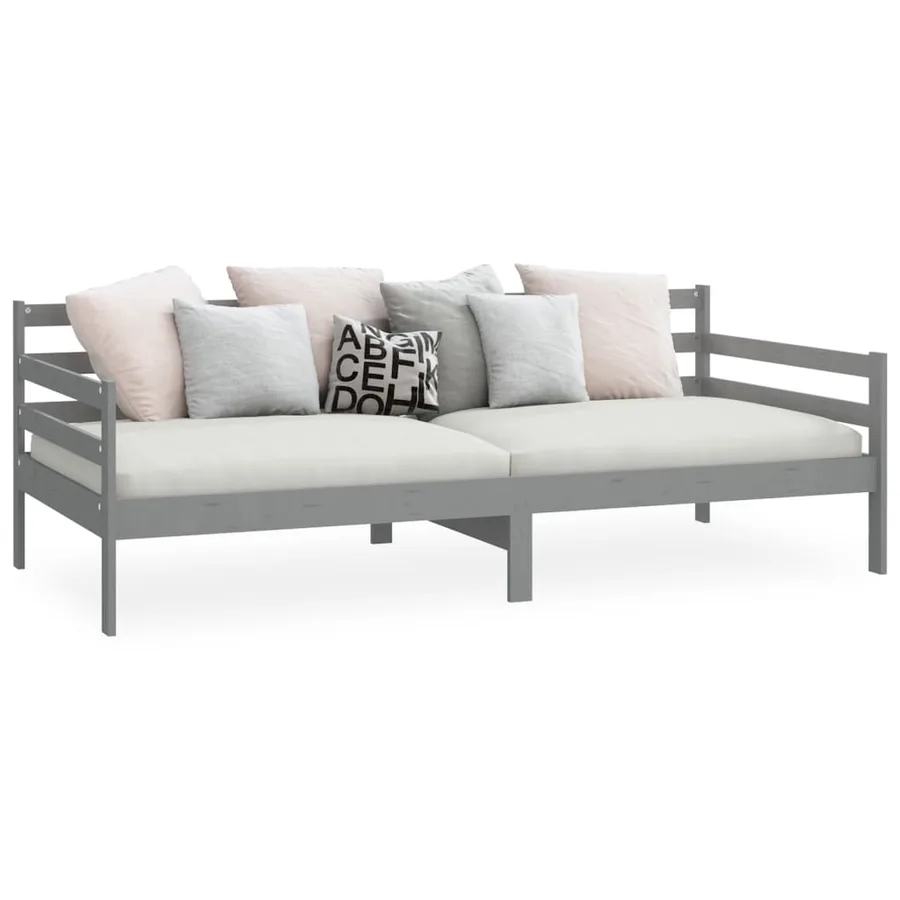 Lit de jour sans matelas gris bois de pin massif 90x200 cm - 4
