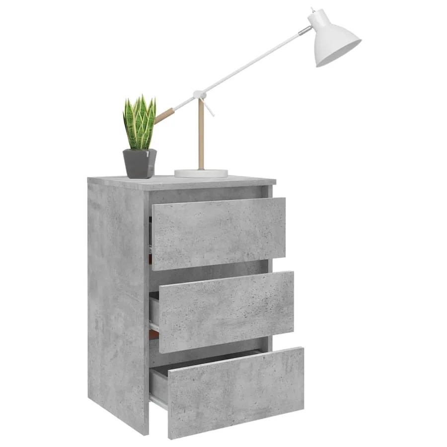 Table de chevet gris béton 40x35x62,5 cm bois d'ingénierie - 6
