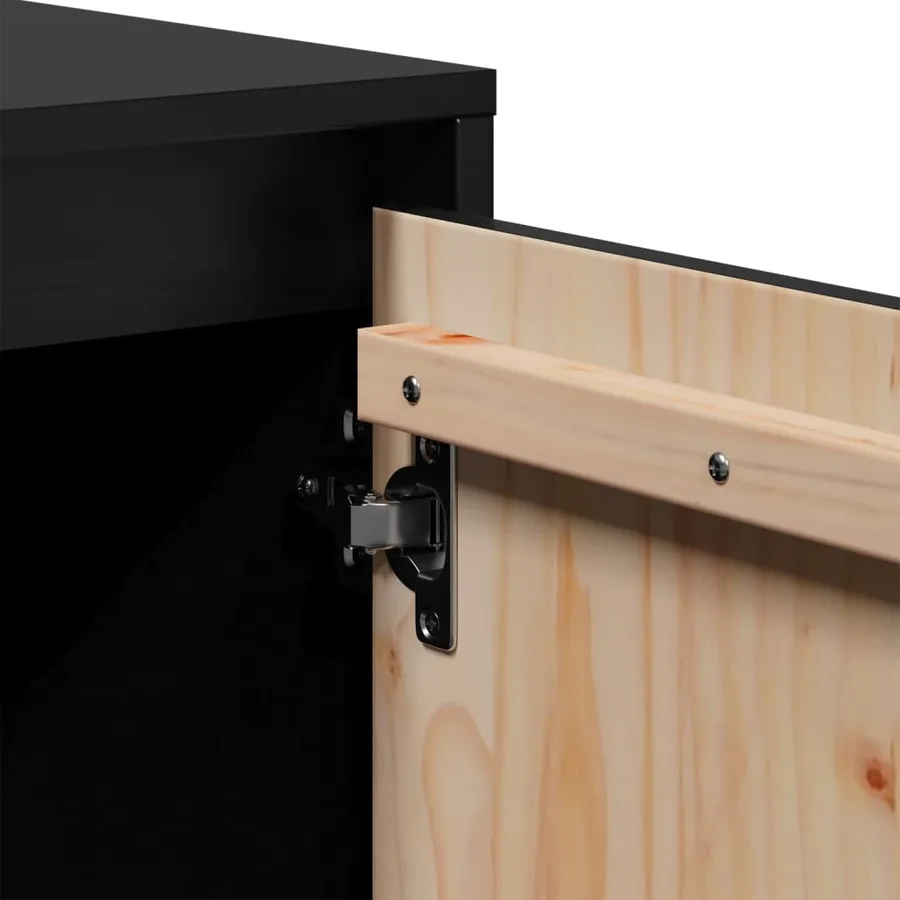 Meuble TV Noir 74x35x44 cm Bois de pin massif - 9