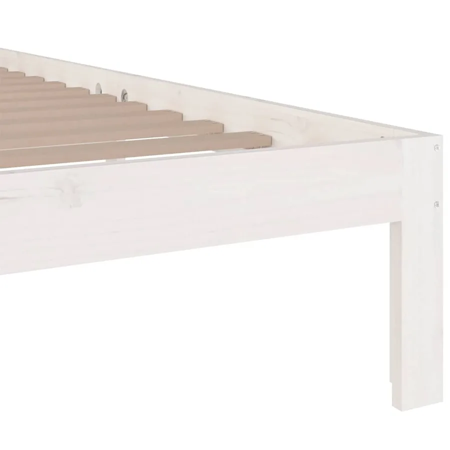 Cadre de lit sans matelas blanc bois massif 160x200 cm - 6